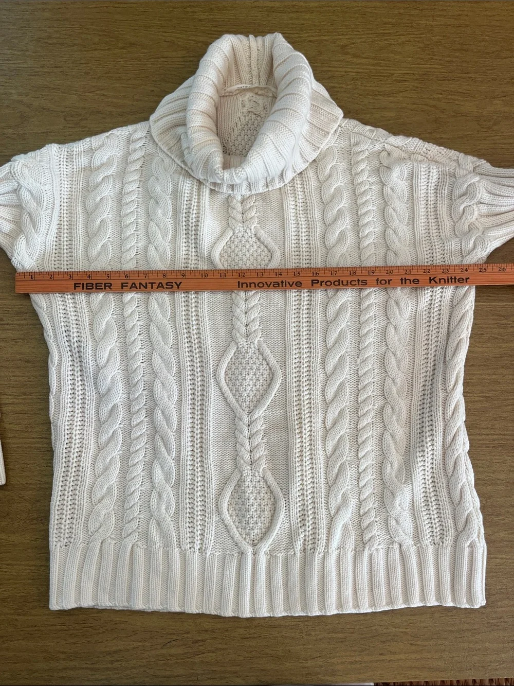 Athleta Classic Cream Cable Cowl-Neck Soft 100% Merino Wool Sweater, Sz XL